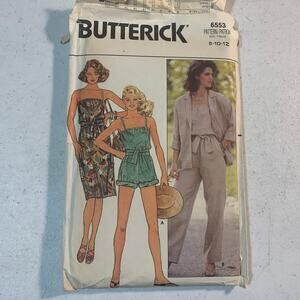 80s sewing pattern Butterick 6553 misses 8 10 12 jacket dress jumpsuit UNCUT